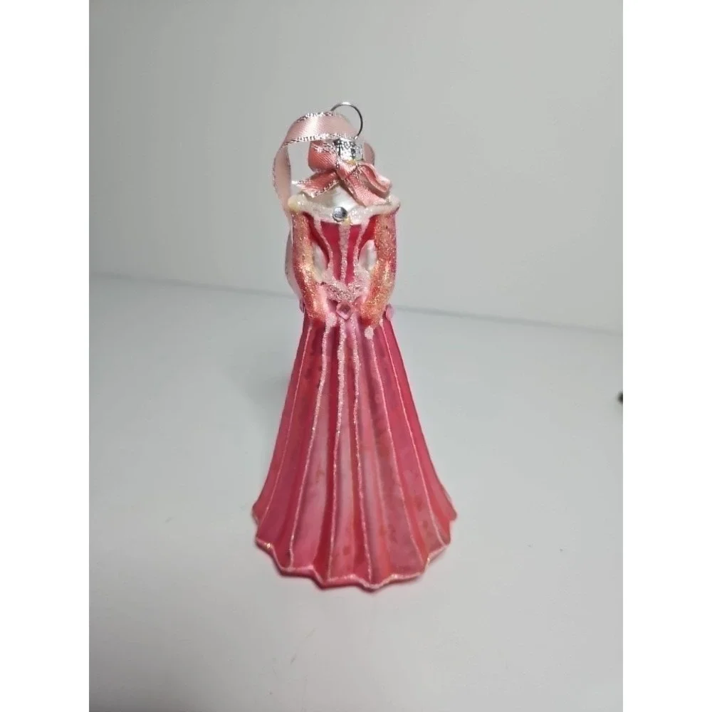 Vintage Disney Aurora Princess Dress Glass Christmas Ornament Pink Ball Gown